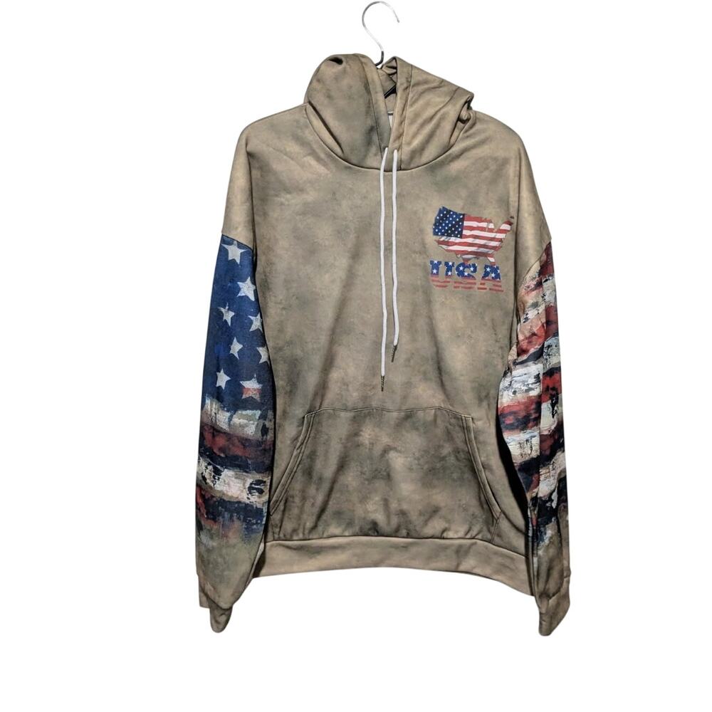 Olive USA Patriotic Men's Hoodie Size XL